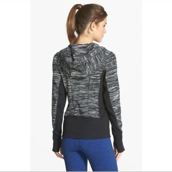 Zella Marled Space Dyed Zip-Up Hoodie Black White Size XS - Picture 2 of 11